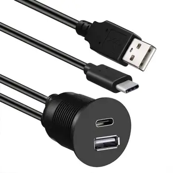 Nepremokavé USB napájací Adaptér TYP-C, USB 3.0 Samica Predlžovací Kábel Kábel AUX, Flush Mount Auto, Loď Mount Rozšírenie pre Panel Panel