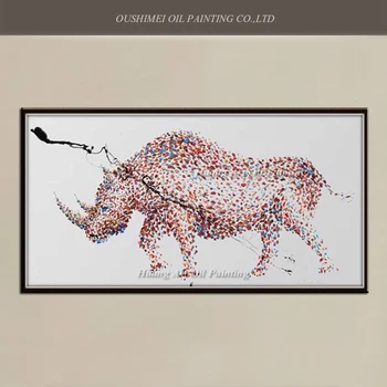 Abstrakt Rhino Maľovanie Ručne Maľované Olejomaľba Na Plátne Pre Obývacia Izba Dekorácie Bull Maľovanie Moderné Obrazy